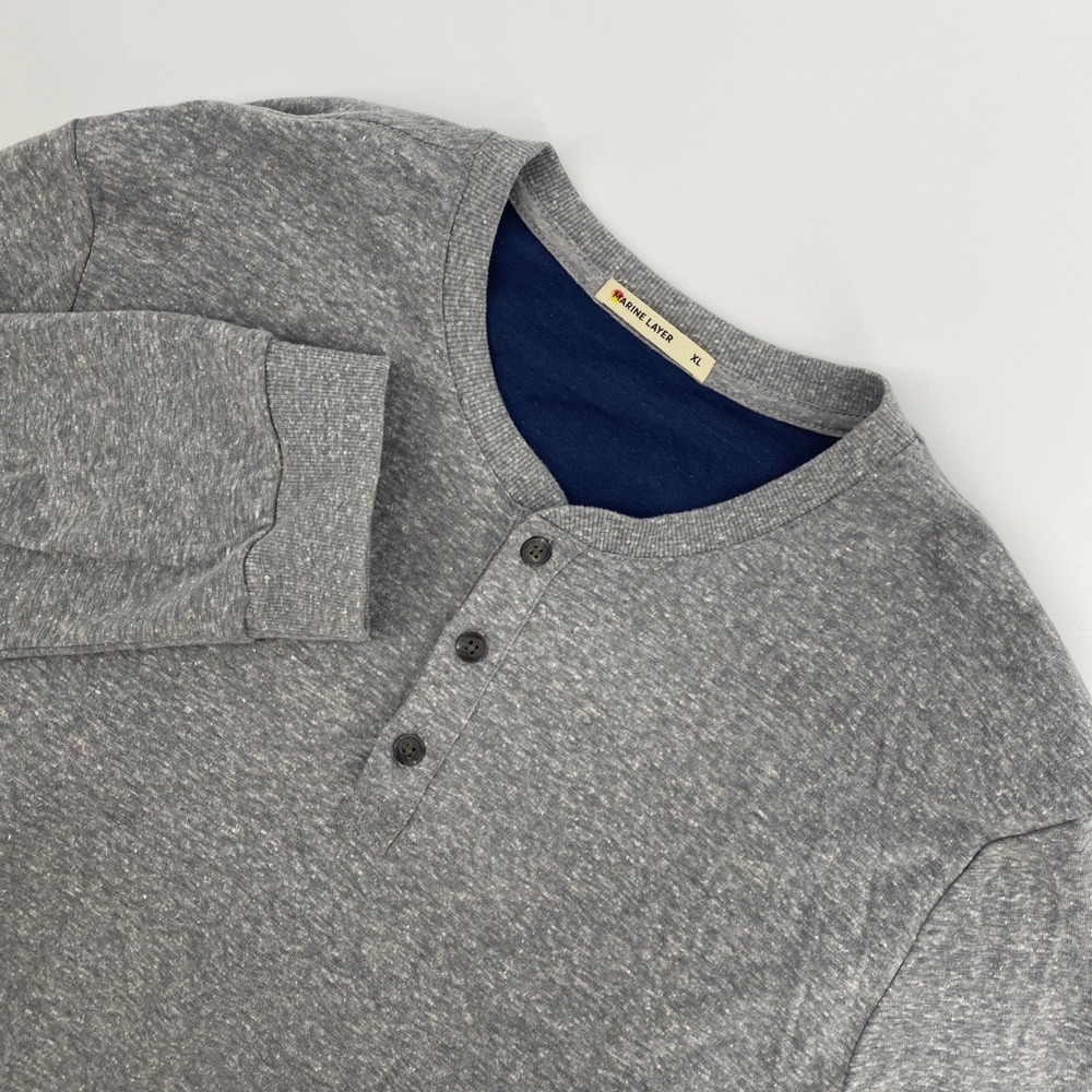 Marine Layer Henley Shirt Mens XL Gray Sustainable Casual Soft Layering Outdoors